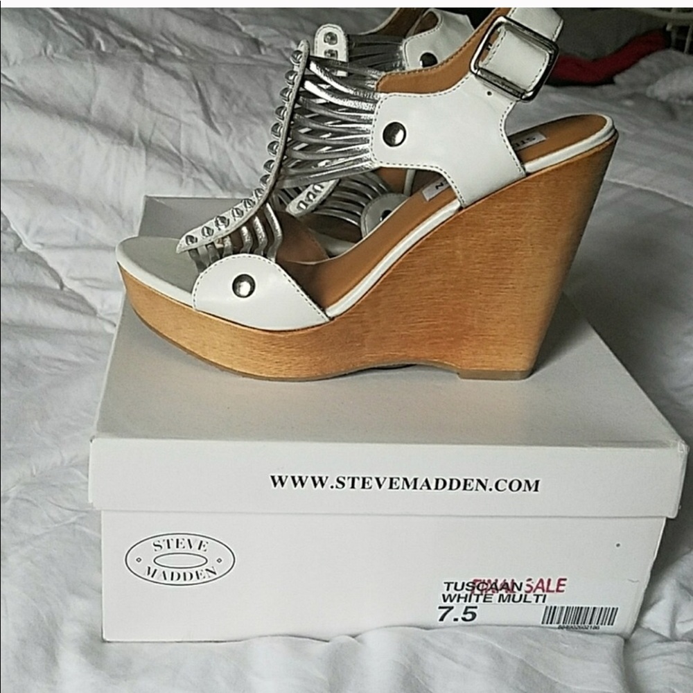 White Studded Wedges